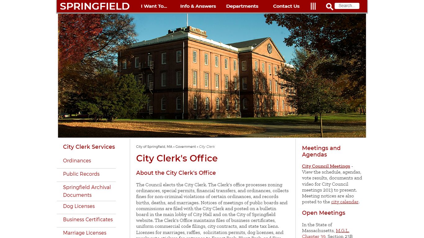 City Clerk: City of Springfield, MA